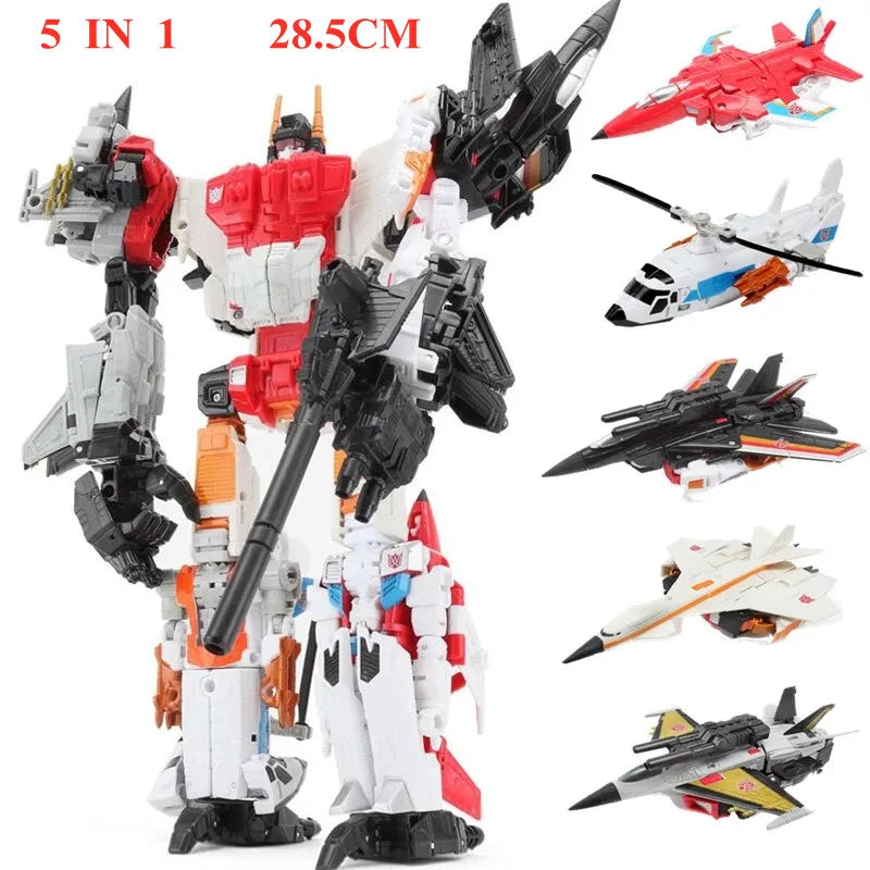 New 5 IN 1 BPF G1 Cool 33CM Devastator Transformation Toys Anime Action Figure Robot Dinosaur Model Boy Kids Gift