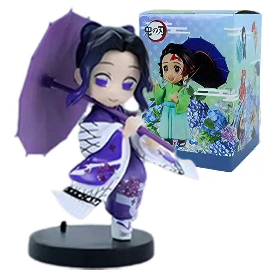 In stock 12cm kawaii  Demon Slayer Plum Rain Series with Box Handmade Model no Yaiba Kamado Nezuko Action Figure Ornament Gift