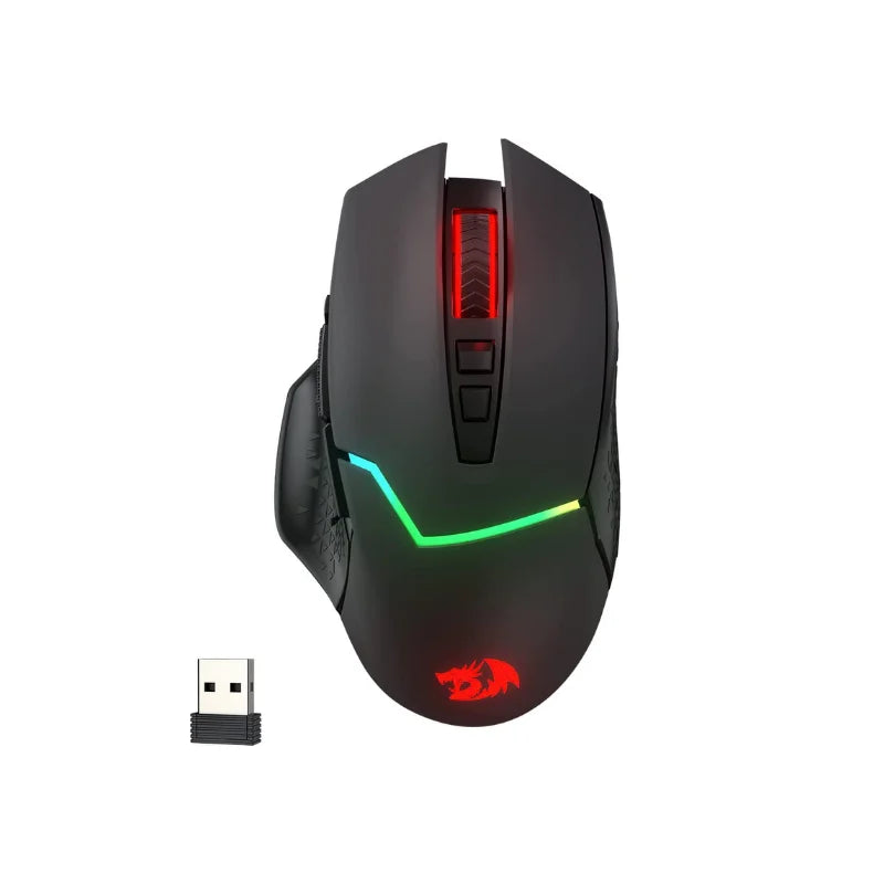 Redragon M690 PRO Kabellose Gaming-Maus, 8000 DPI, kabelgebundene Maus, Rapid Fire Key, 8 Makro-Tasten für PC/Mac/Laptop, schwarz/weiße Maus