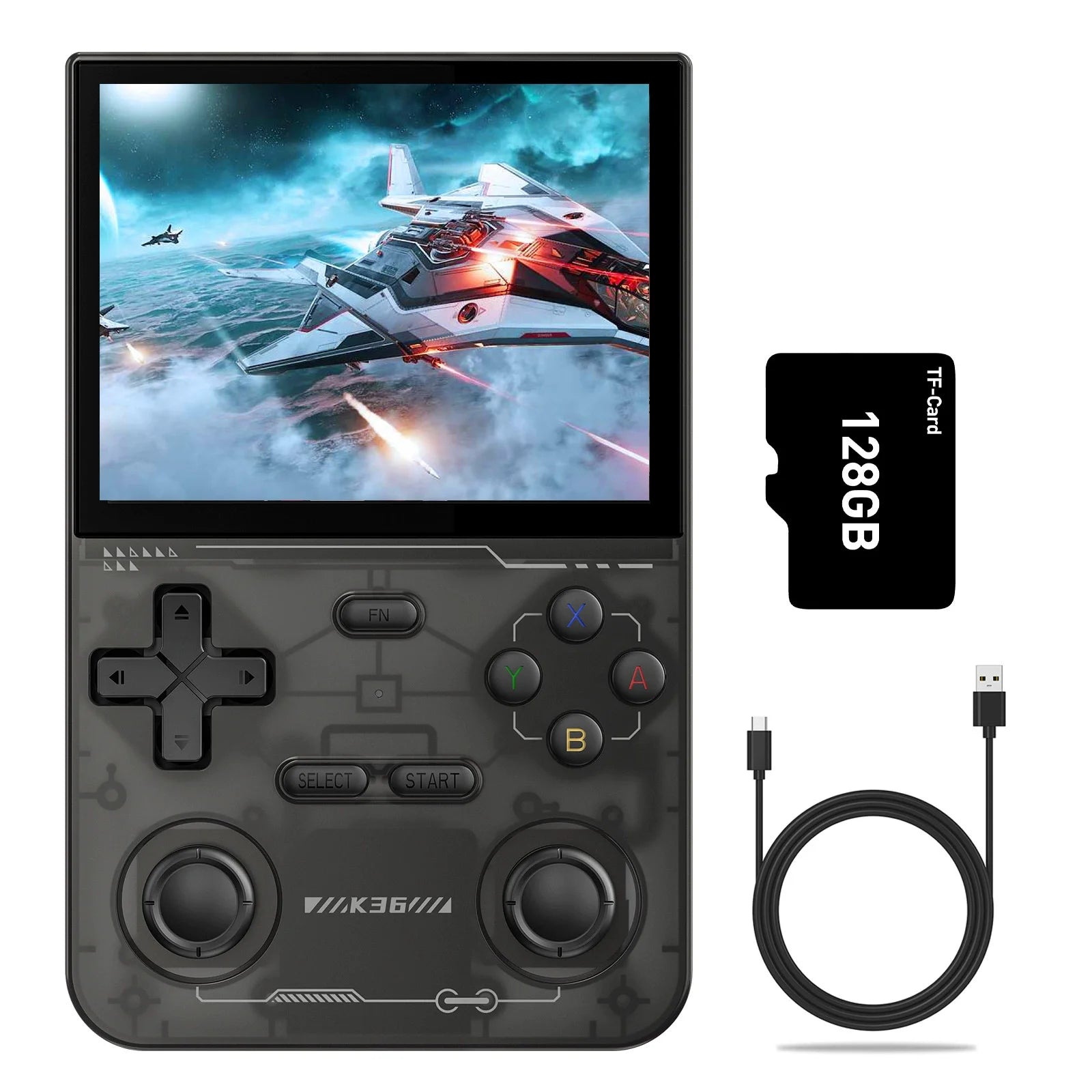 Retro Handheld K36 Videospielkonsole Linux-System 3,5 Zoll IPS-Bildschirm Tragbarer Pocket-Videoplayer 128 GB 22000+ Spiele Junge Geschenk