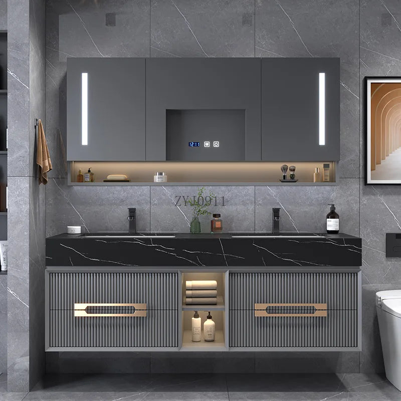 Hot Sale Best Quality Bathroom Double Sink rock stone  Vanity Luxury Bathroom Cabinet