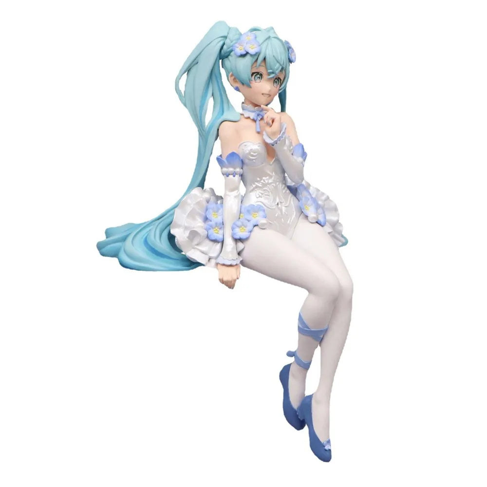 New Hatsune Miku figure Pink Butterfly Fairy white dress sitting Noodles PVC model toy cake home decoration collect gifts