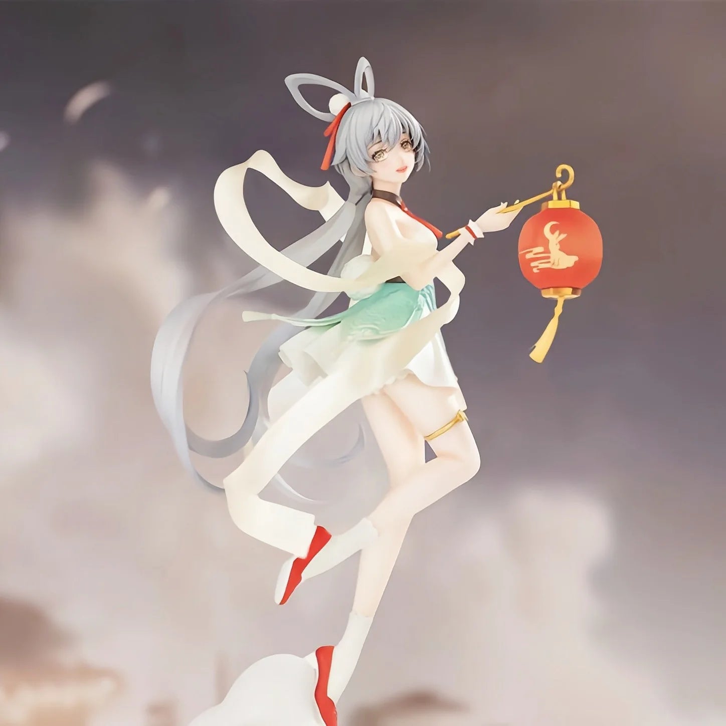 Adorable Anime Girl Lotus  Moon Figure Desktop Decoration Cuter Case Ornament Collectible Model Gift for Adults