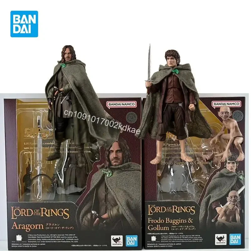 In Stock BANDAI S.H.F The Lord of the Rings Aragorn Frodo Baggins & Gollum Figure Finished Model kit Anime full Action Toy Gift