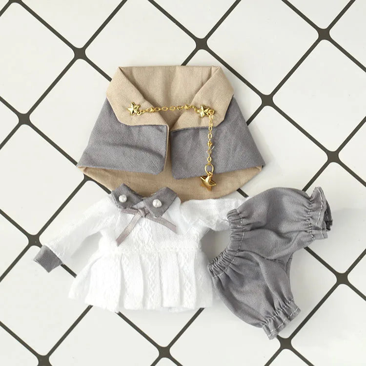 Doll Clothes Retro Short Sleeved Pants With Cloak Doll Clothes Accessories For Ob11,Obitsu11,Molly, Gsc, Ymy, 1/12bjd Dolls