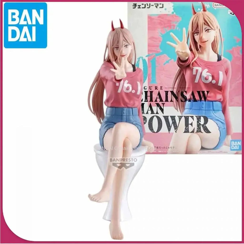 Original Genuine Banpresto Chainsaw Man 18cm Power Sitting Position Action Figures PVC Model Doll Collection Desktop Toys