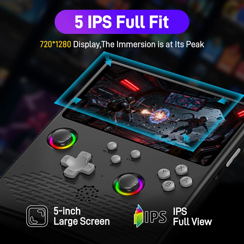 H5 Handheld Video Game Console 5-inch IPS Screen 4000mAh Portable Game Player with 52000+ Retro Games