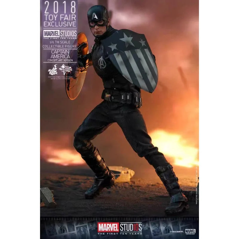 Original Hot Toys Marvel MMS488 Captain America Concept Art Edition Anime Figure Collection Toys Models