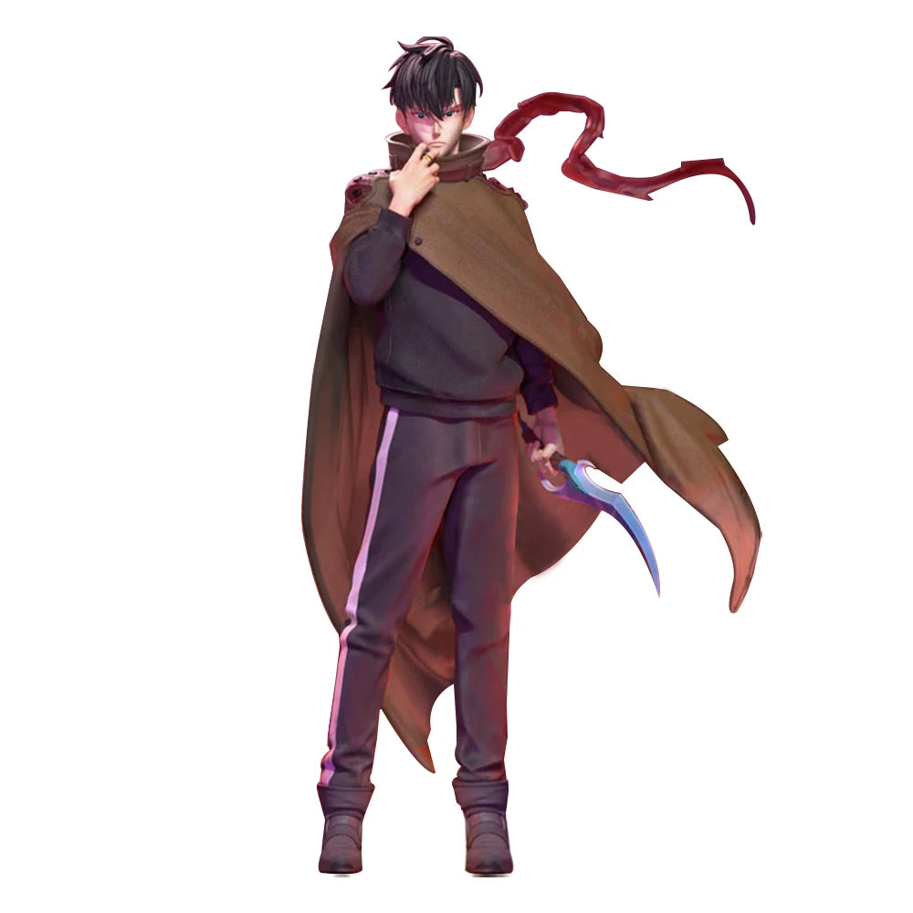 21 см аниме подобрена самостоятелна фигурка Sung Jin Woo екшън фигурка наметало анимирано издание модел бойна сцена статуя играчка кукла момчета подарък