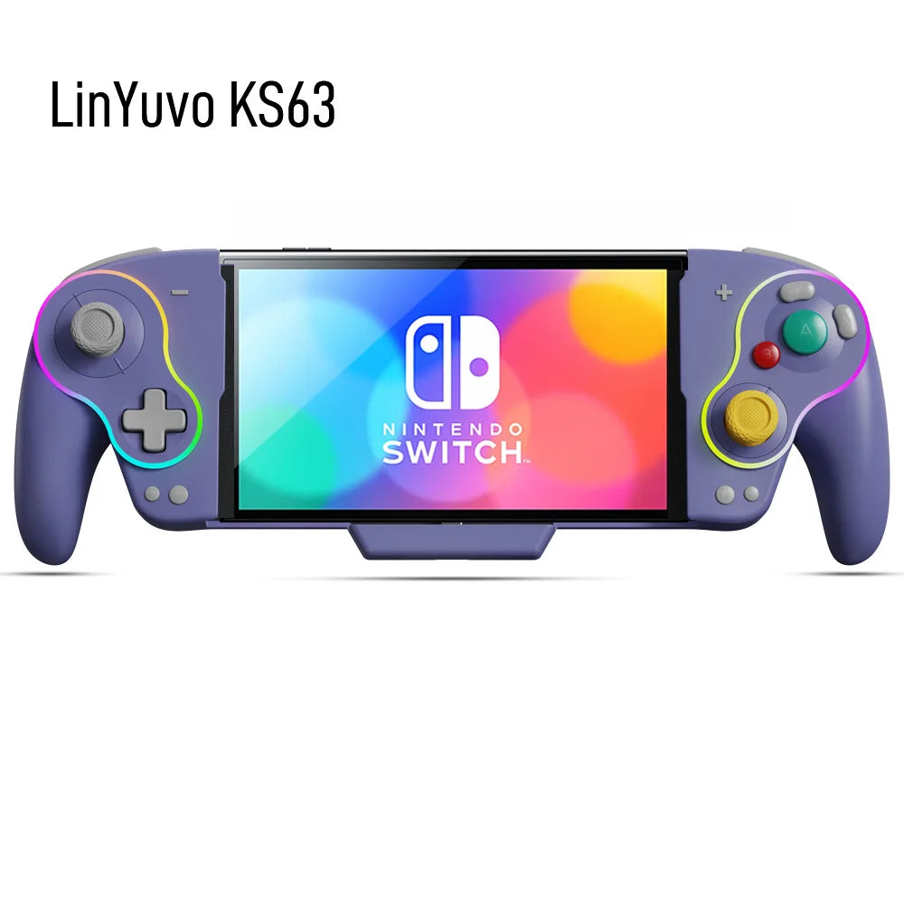 LinYuvo KS63 RGB Wireless Controller Gamepad für Switch &amp; Switch OLED, Retro GameCube Turbo Gaming Pad mit Zurück-Taste