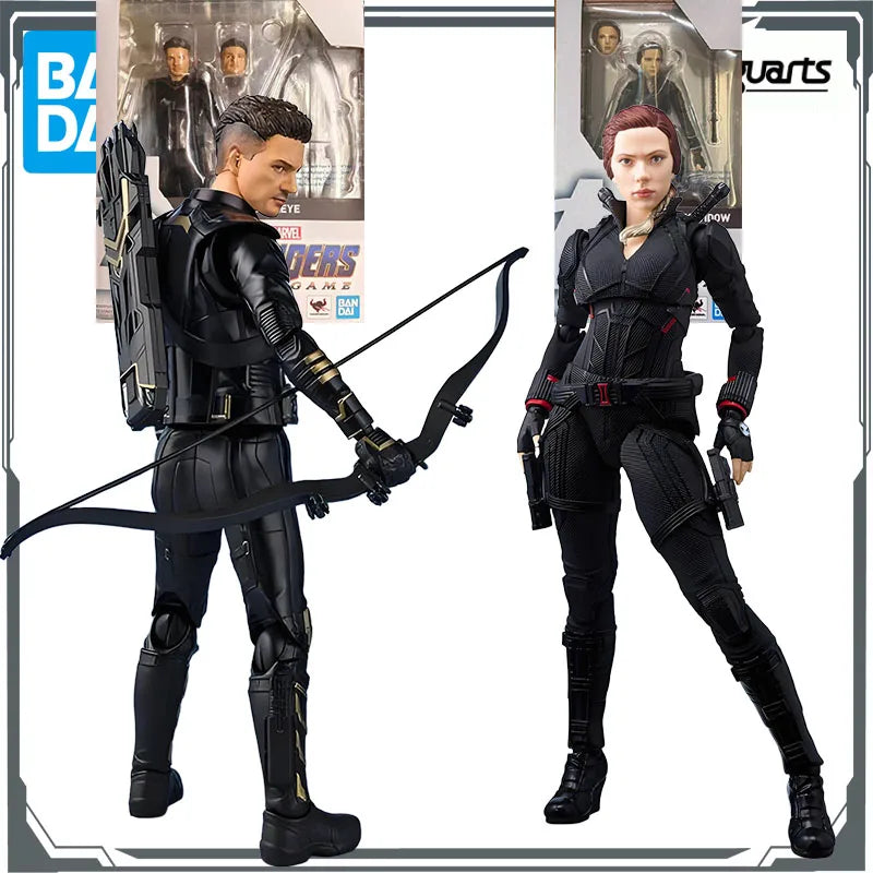 BANDAI Original S.H.Figuarts Hawkeye&Black Widow Anime Action Figures Toys for Boys Christmas Gift Collectible Model Ornaments