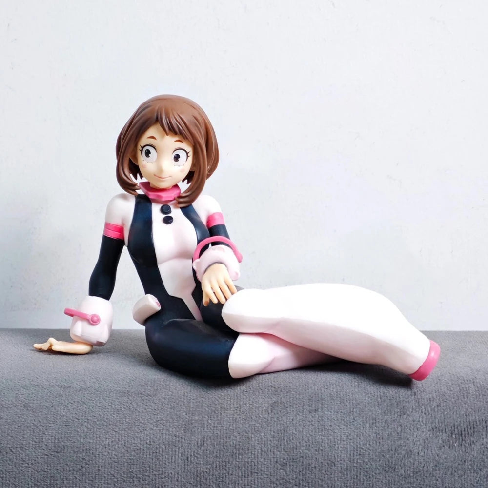 Anime MHA Hero Academia Figur Ochaco Sitzende Pose Actionfigur Uraraka Ochako PVC Sammeln Modell Geschenkpuppe 10cm