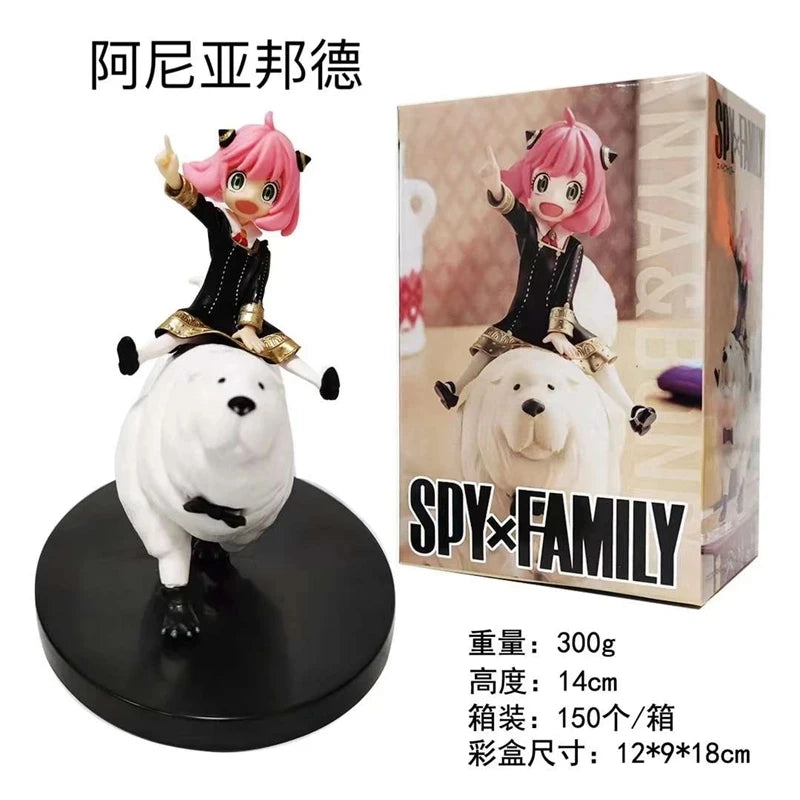 14CM Аниме Фигурка SPY×FAMILY Аня Бонд Форгър, яздеща куче, сладък модел PVC детски орнаменти играчки колекция подарък екшън фигурка