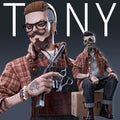 Original  Jc-001 1/6 Men Soldier Tony Vintage Oil Head Barber Tattoo Body Full Set 12" Action Figure Model Best Collection Gift