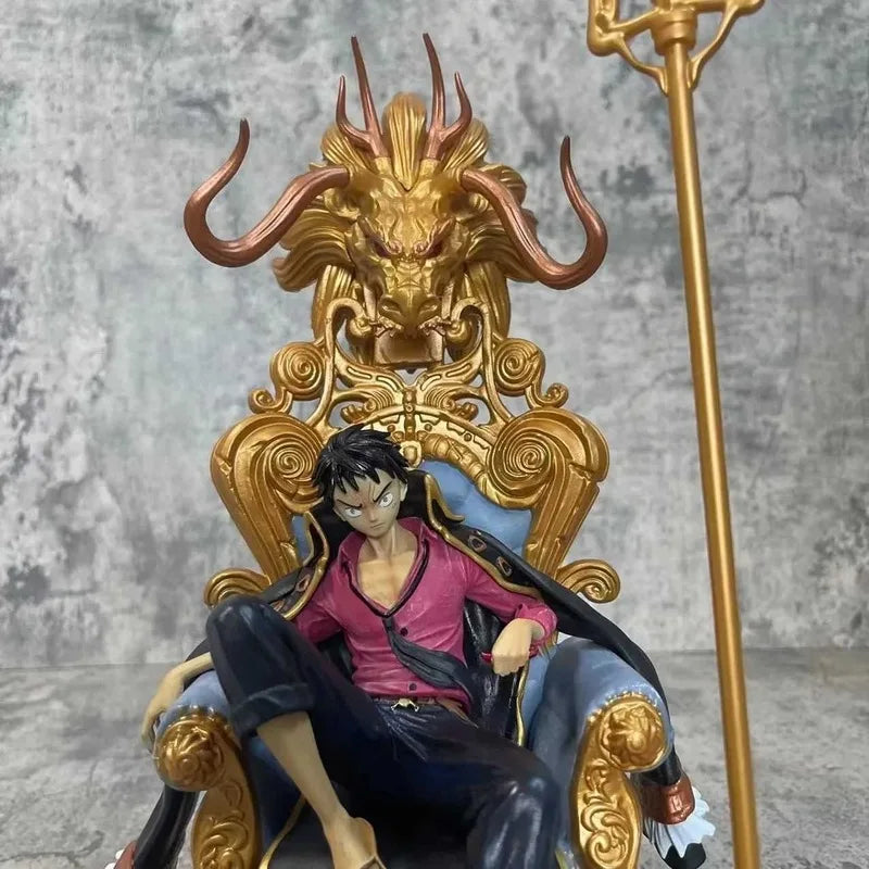 34 cm große One Piece Monkey D.Luffy Anime-Figur, Modellspielzeug, PVC, Vier Kaiserthron, GK-Statue, Puppe, Sammlerstück, Geschenk
