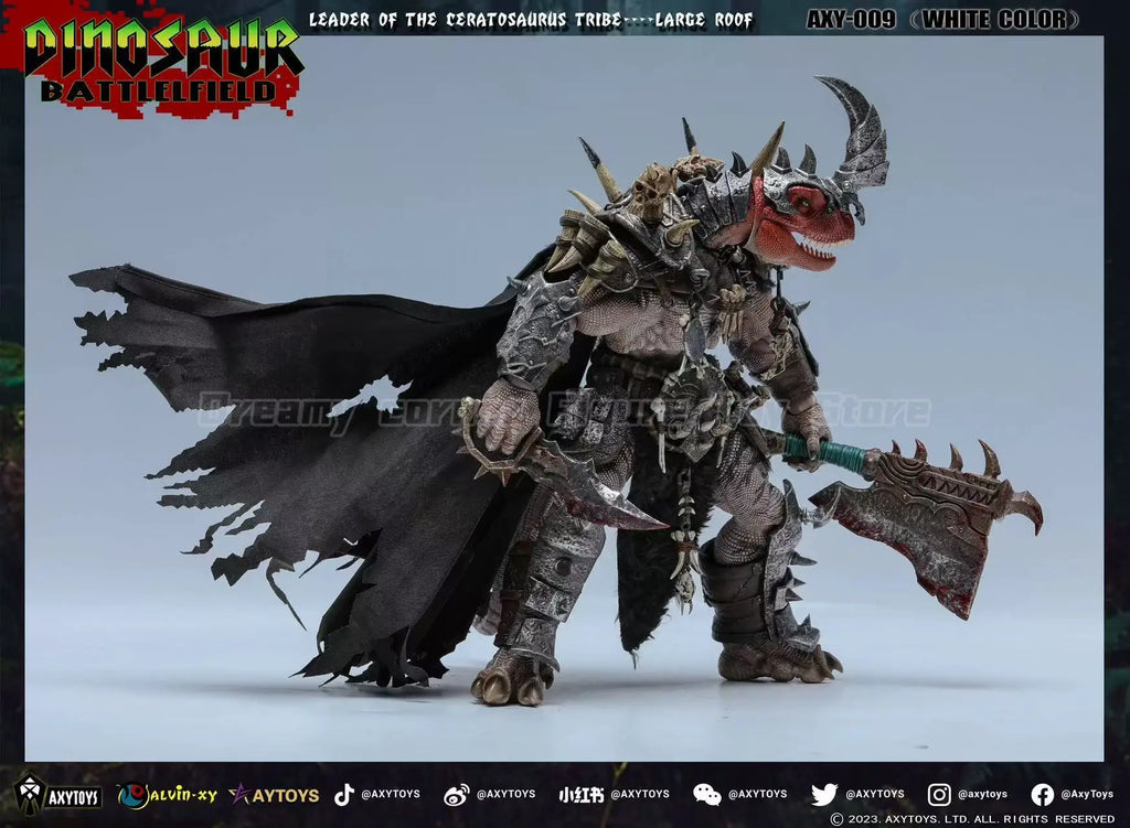 【In Stock】Original AXYTOYS AXY-009 AXY-010 LEADER OF THE CERATOSAURUS TRIBE White Green Action Figure Toy Model Collection