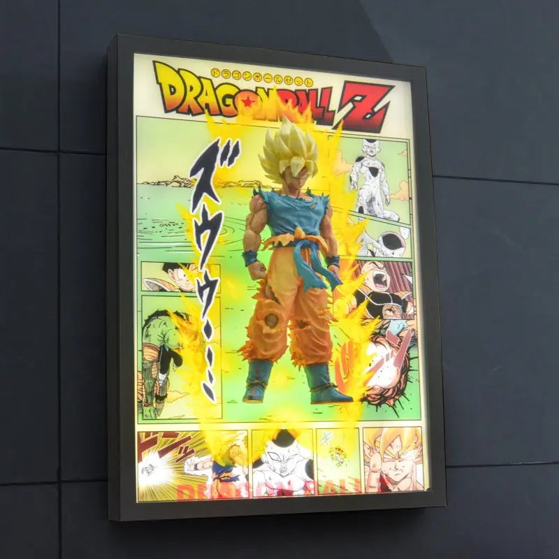 Dragon Ball Anime Figures SSJ1 Goku 3D Stereo Lamp Painting Action Figures Poster Photo Frame Room Table Top Decor Birthday Gift
