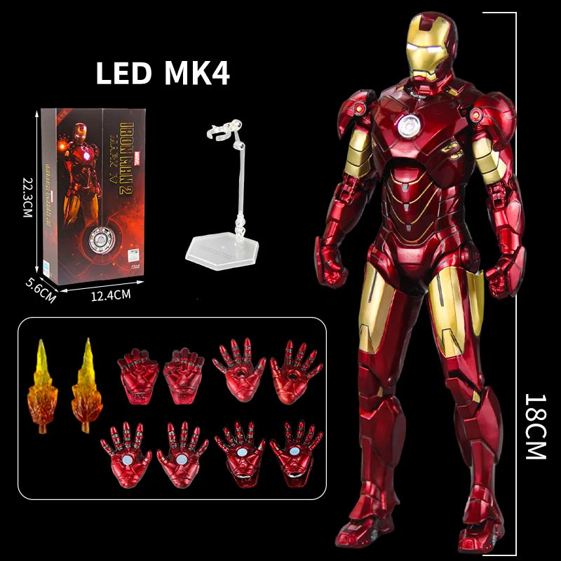 Original Avengers ZD Toy Light version Iron Man Mark3 MK6 Action Figure MK1-7 LED MK85 Suit-up Gantry Adult Collectible toys