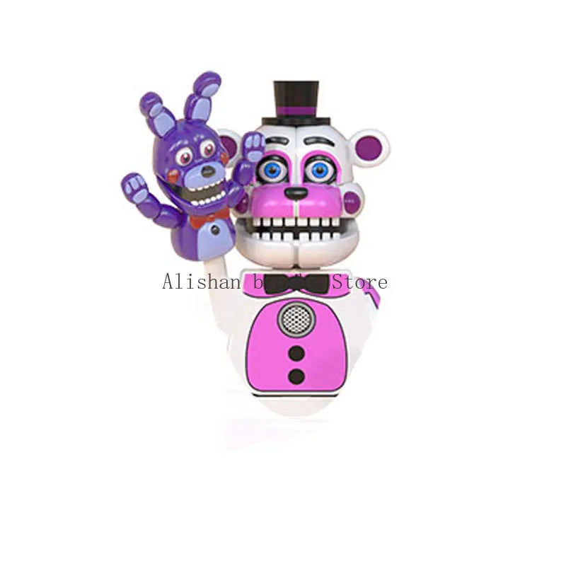 FNAF Five Nights Freddyed Building Blocks bricks Nightmare In Stock Chica Animals Bear Fox Duck Rabbit Model PVC Action Figure