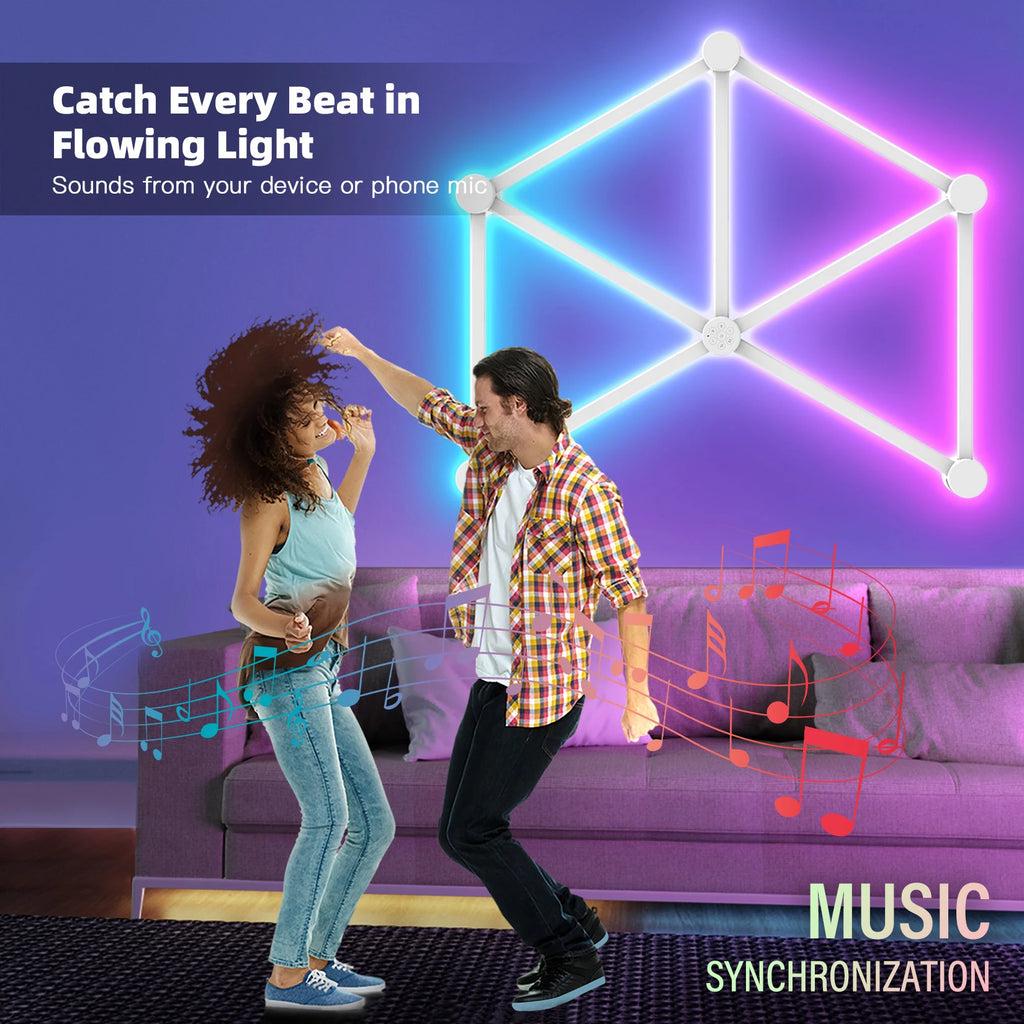 WIFI LED Smart Wall Lamp RGBIC Light Bar DIY Atmosphere Night Light APP Music Rhythm TV Backlight Bedroom Game Room Decoration