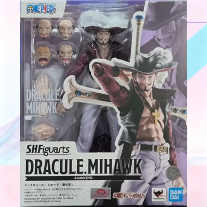 In Stock BANDAI Original Box S.H.Figuarts USOPP LUFFY Dracule Mihawk SHF Action Figure Model Toy Gift for Kid Foam Box Packaging