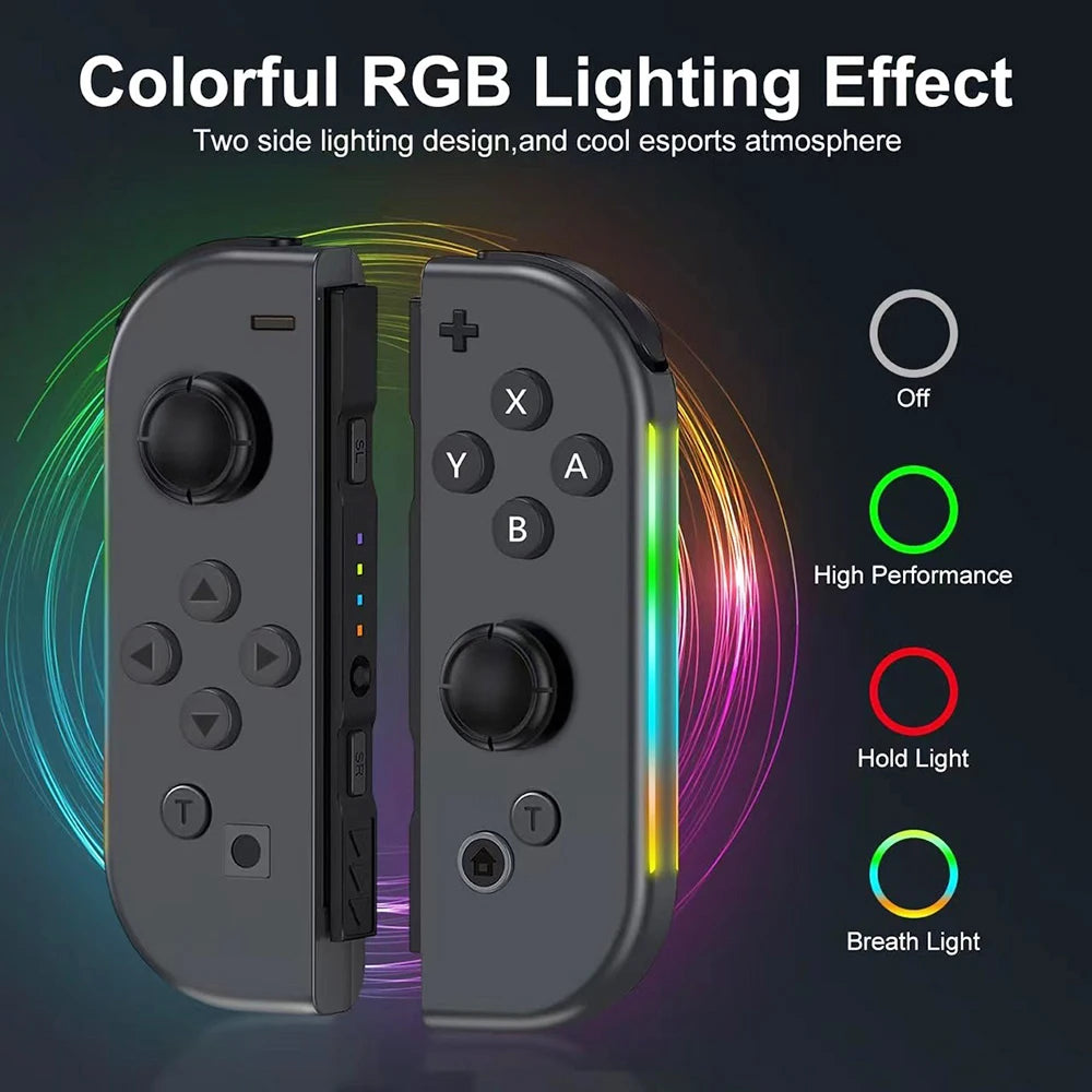 Wireless Game Joypad For Nintendo Switch Controller RGB Color Light Glare Vibration Six-axis Body Sense Joycon L/R Gamepad