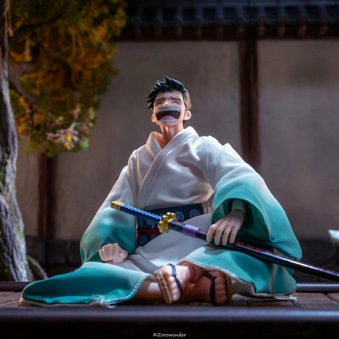 One piece  SHF Anime NEW Handmade Knife God Shimotsuki Ryuma Kimono coat clothes Built In Iron Wire Is Suitable for 1/12 Toys