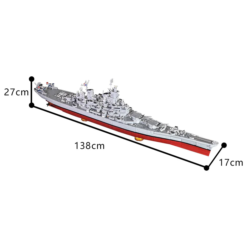 MOC USS Iowa BB-61 Battleship Building Blocks Model World War II Navy Military Battleship Bricks Assembly Toy Kids Birthday Gift