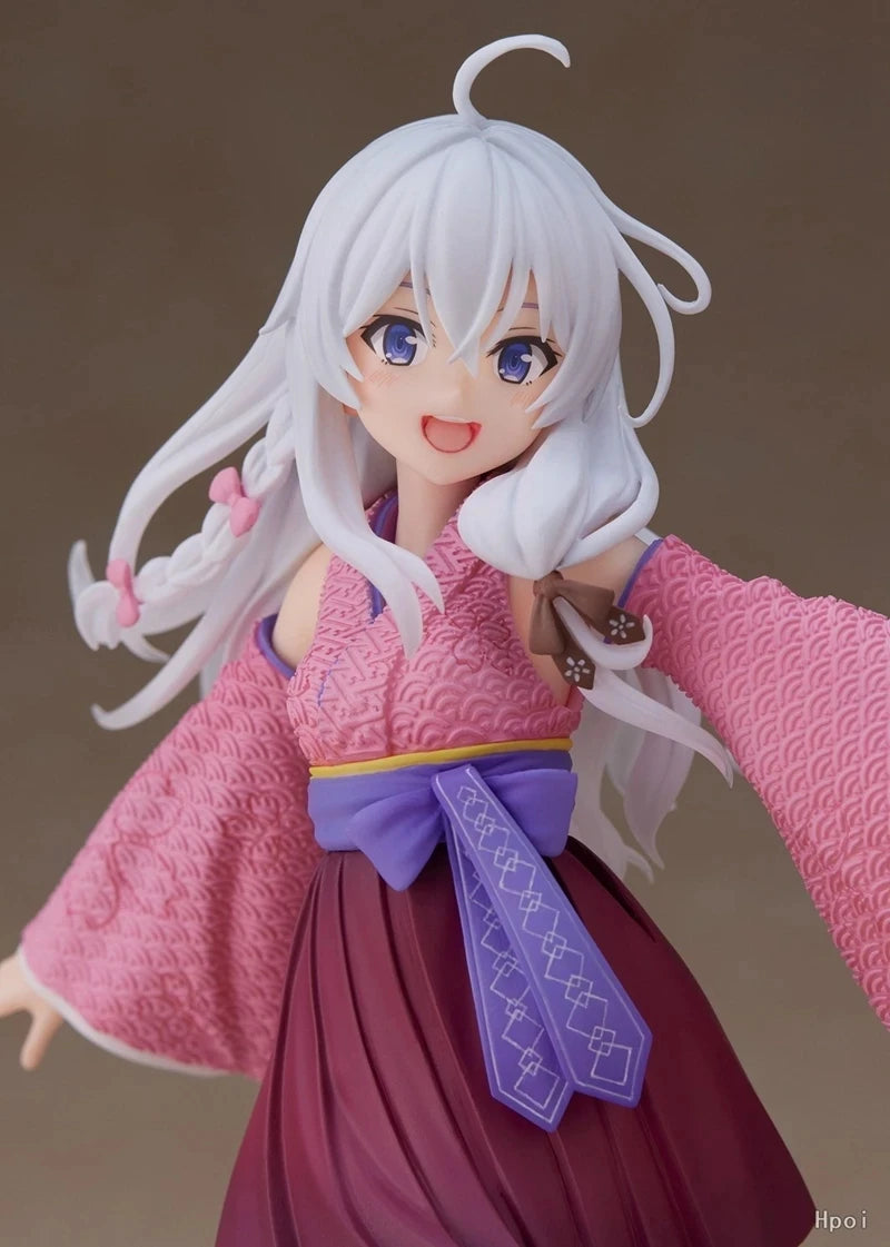 Anime Wandering Witch: The Journey Elaina Different Color Figure Cute Standing On One Foot Kimono Knee Socks Model Toys Gifts