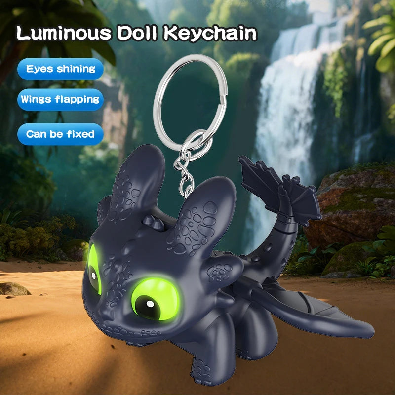 Toothless Keychains Cartoon Anime Figure Toys Glow in The Dark Luminous Keychain Toys Car Interior Ornament