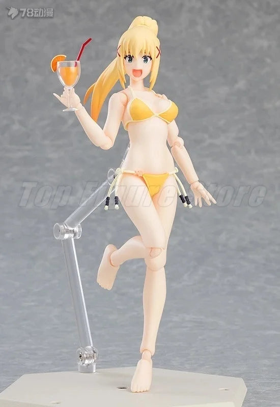 Original box Maxfactory  Figma EX-065 Darkness Swimsuit Figure Finished Model kit PVC Anime full Action Toy Gift for kidsInshock