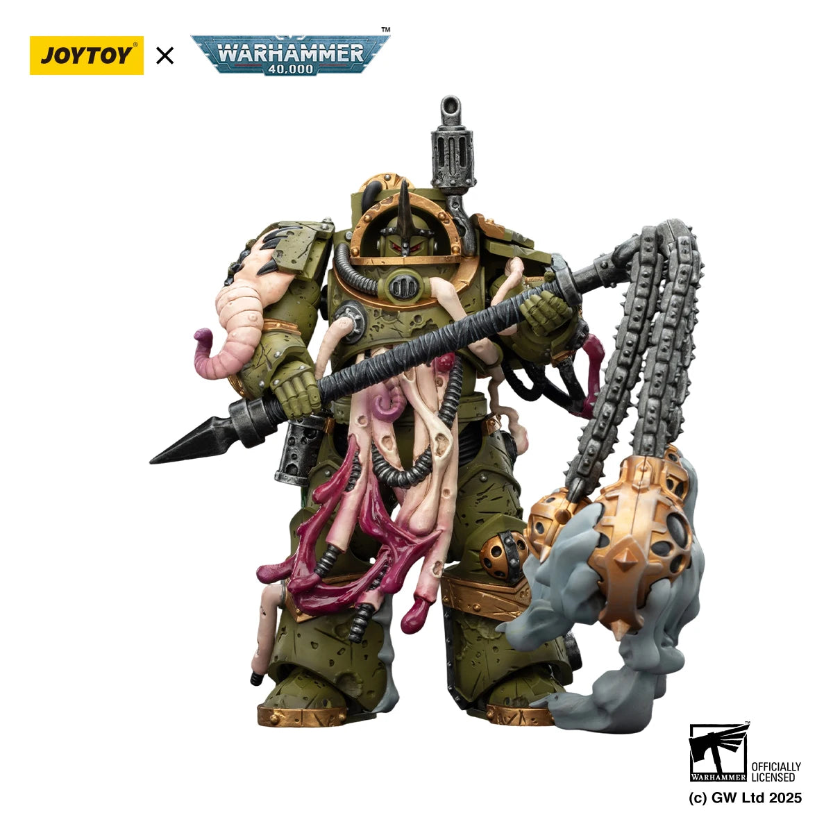 【MT】JOYTOY Warhammer 40K Death Guard Blightlord Terminator Plague Marine Icon Bearer 1/18 Action Figure Model Toy