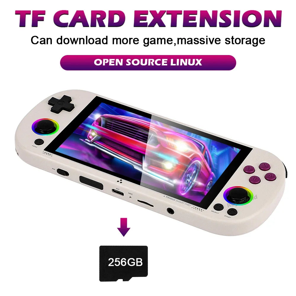 64G 128G 256G Portable Handheld Video Game Console 4.96'' IPS Screen Joystick RGB Lighting Smart Pro Retro Handheld Game Player