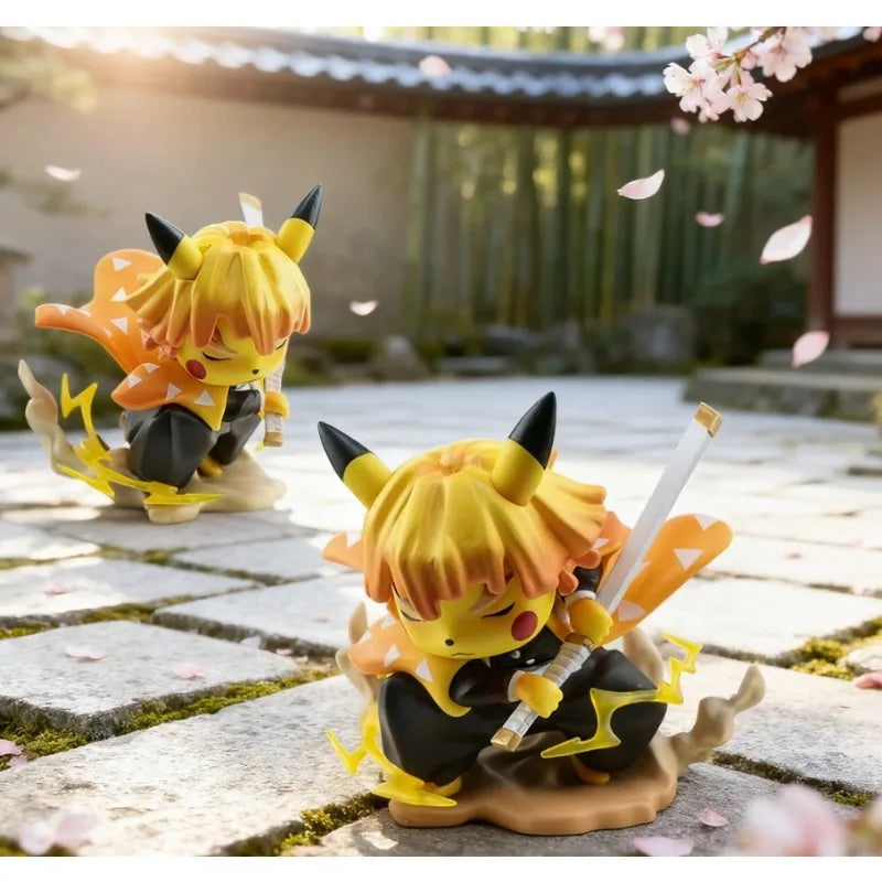 Pokemon Anime Pikachu Cross-Dressing Agatsuma Zenitsu Sammlerfigur aus Vinyl, Geschenkidee, PVC-Actionpuppe