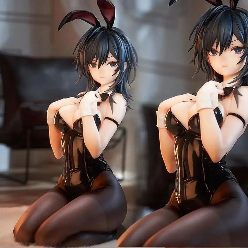 15CM Anime Figure Black Bunny Yokoyama Ishimi Kneeling PVC Statue Collectible Model Gift