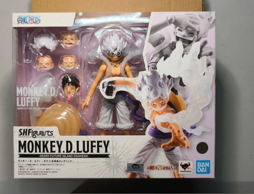 Bandai Original S.H.Figuarts One Piece [Monkey D Luffy -Gear5 Future Island Egghead] Poseable Anime Action Figure Model Toy Gift