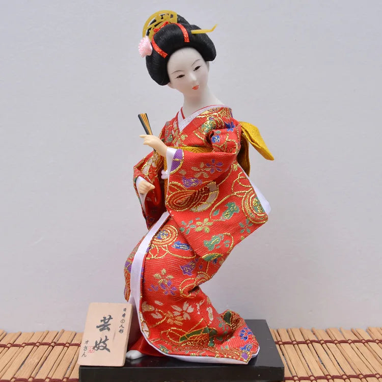 12inch Japanese Geisha Doll Statuette Sitting Figurine Japanese Kimono Kokeshi Kabuki Geisha Handicraft Ornament Birthday Gift