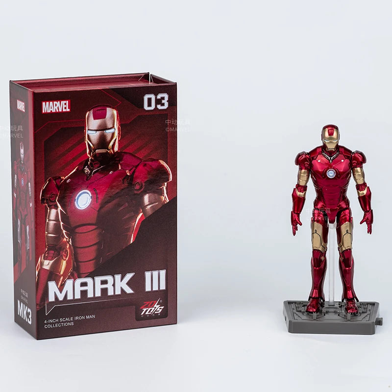 7Pcs/Set ZD Original Iron Man GNAKU Set 1/20 4inches Action Figures Marvel legends MK1 MK2 MK3 MK4 MK5 MK6 MK7 Model Doll Toy