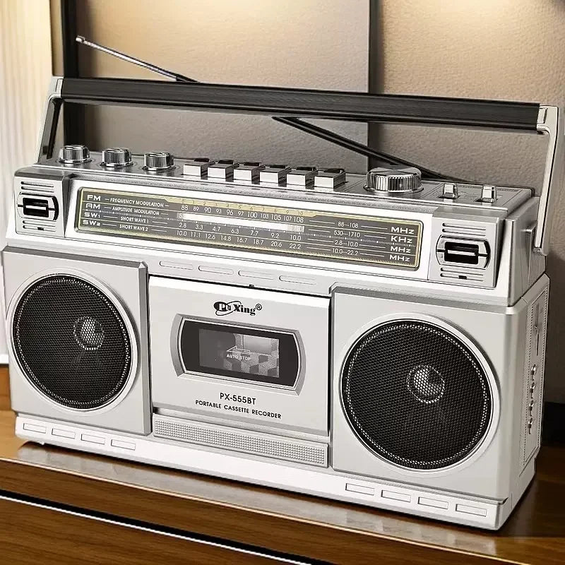 Puxing New Retro Cassette Tape Recorder Stereo Wireless Bluetooth Speakers Nostalgic Portable FM Radio USB TF Card Music Player