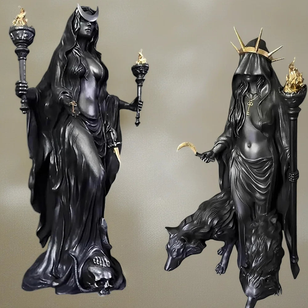 Hexe der Nacht, Heimdekoration, Halloween, Hekate, griechische Hexenstatue, Figur, moderne Hounds of Magic, Harz-Skulptur, Dekor