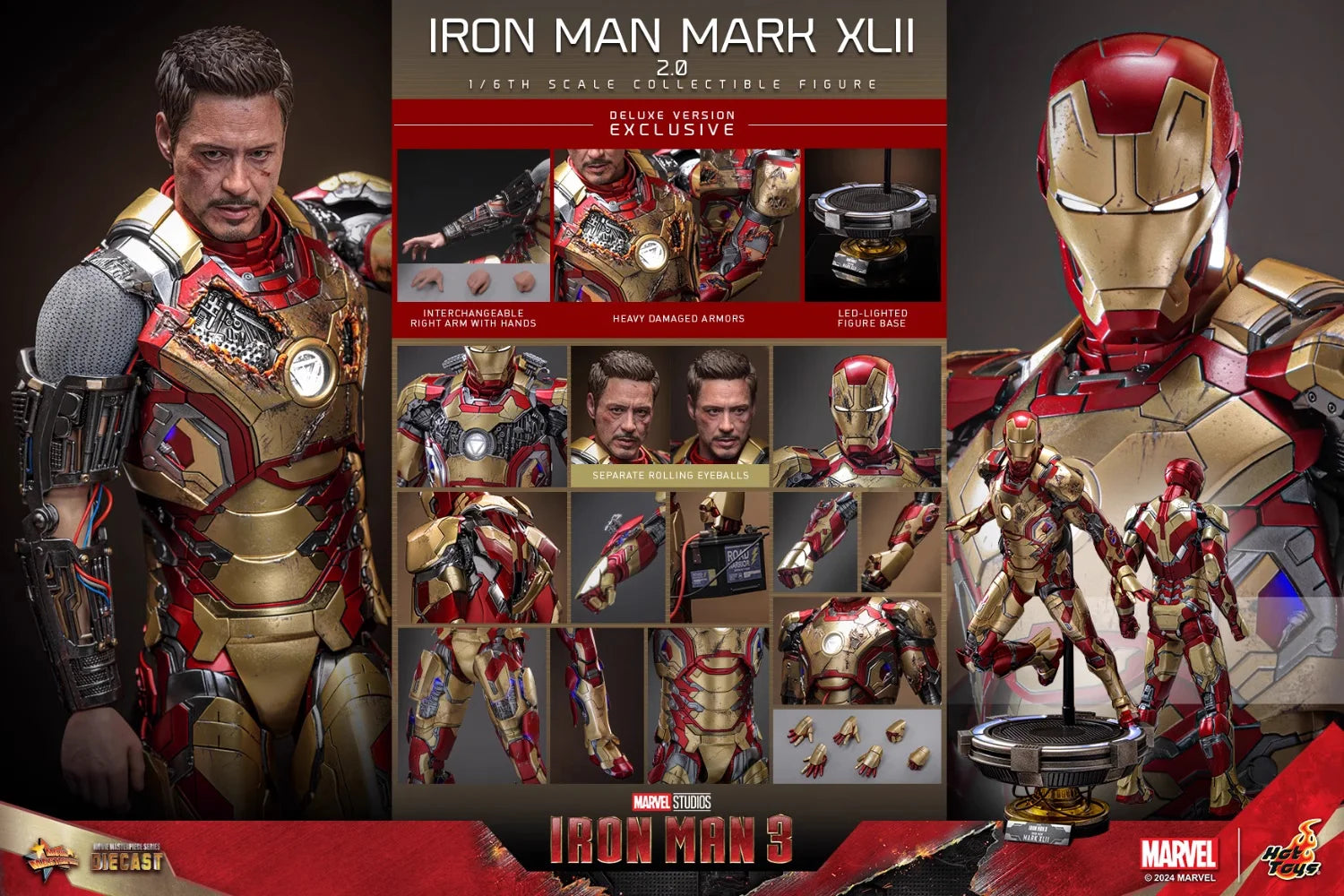 Original Hot Toys Iron Man Mms758 Action Figure 1/6 Avengers Iron Man Mk85 Mms759 Deluxe Edition Battle Damage Version Toys