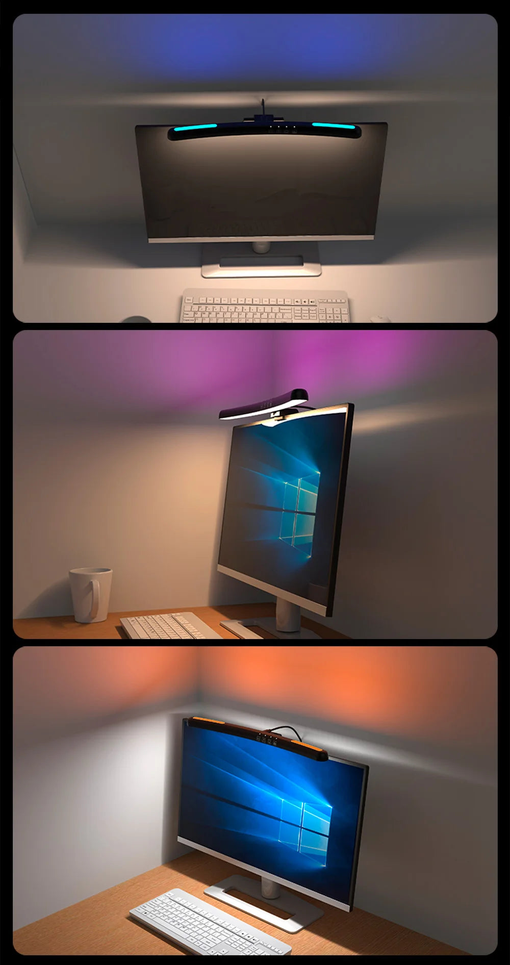 RGB Curved Screen Monitor Light Bar Stepless Dimming Screen Hanging Light Atmosphere LED Laptop Computer Table Lamp Bar Monitor