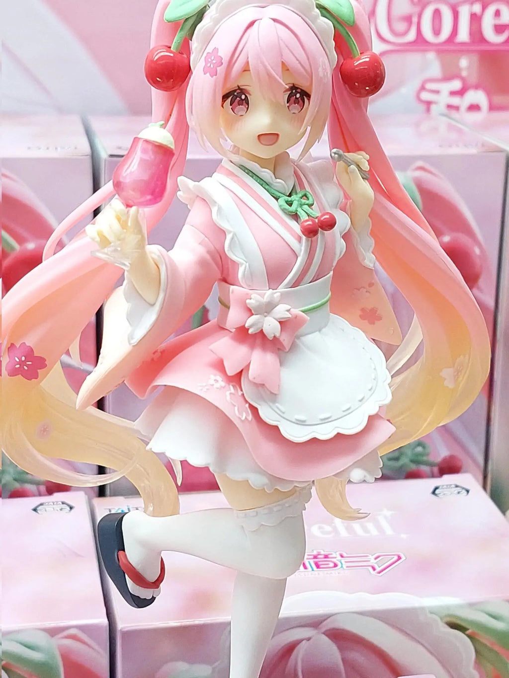 Original Taito Hatsune Miku Coreful Sakura Wafuu Kissa Ver. Maid Figure Anime Figurine Model Gk Collectible Toy Kawaii Gift
