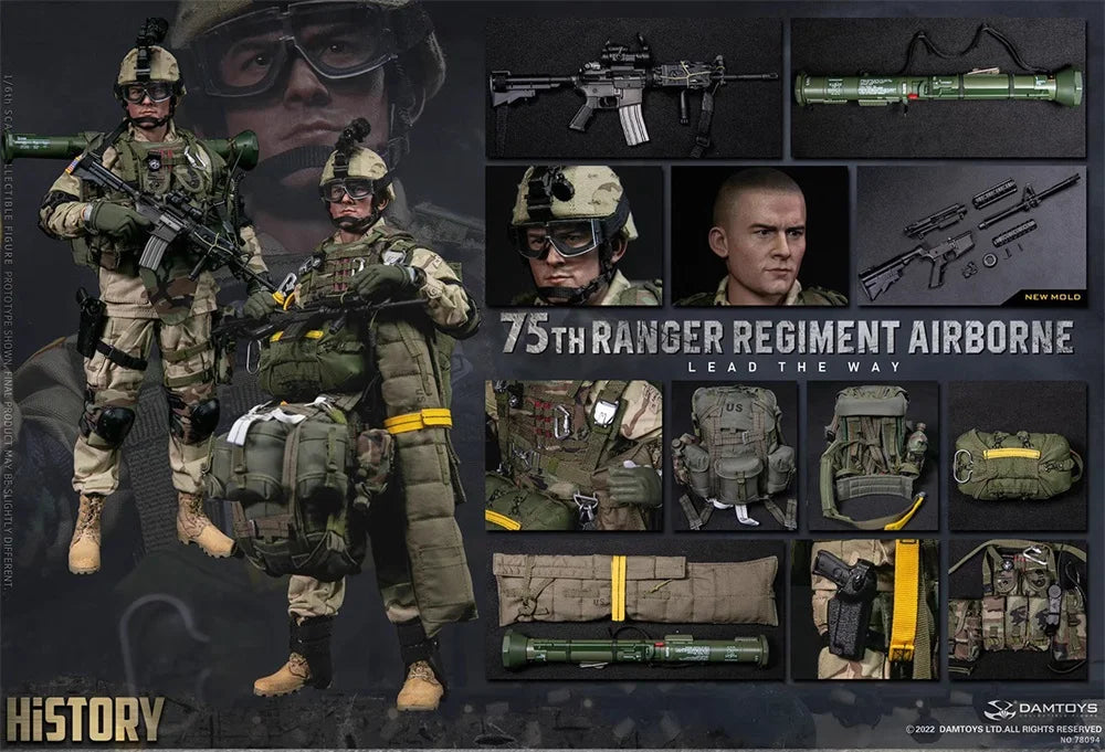 DAMTOYS DAM 78094 US.75th Ranger Armor Force Soldier Full Set Moveable Action Figure Gift For Fans Collect 1/6