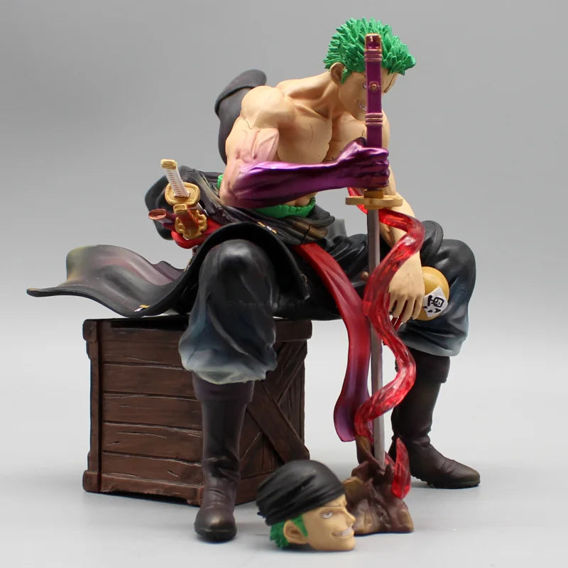 One Piece Zoro 15cm Figuren Roronoa Zoro mit 2 Köpfen Anime Figur PVC Statue Modell Schreibtisch Sammlung Puppe Dekoration Spielzeug Geschenke