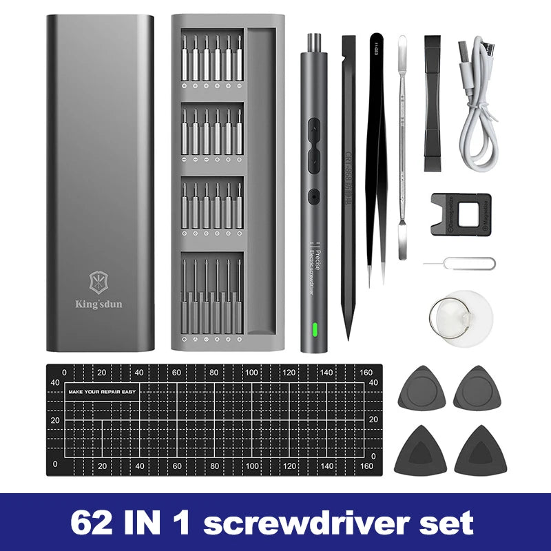 62/6 in 1 Elektro-Schraubendreher-Set, Präzisionsgriff, tragbare Elektrowerkzeug-Kits, kabellos, kleine Bits für die Reparatur von Telefonuhren