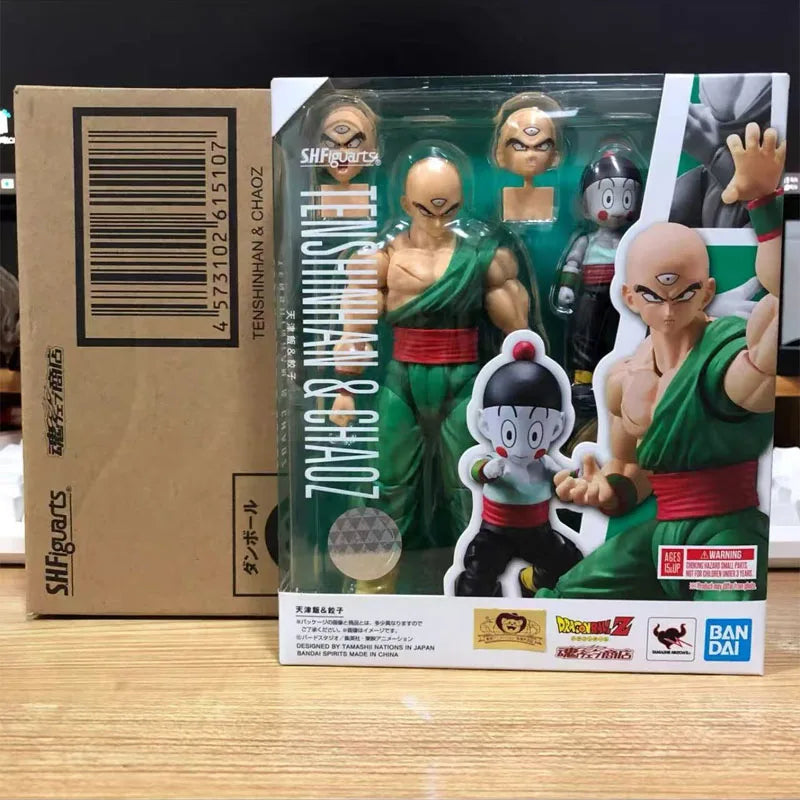 Low price In Stock BANDAI Original S.H.Figuarts DRAGON BALL TENSHINHAN AND CHAOZ SHF Action Figure Model Toy Gift for Kids