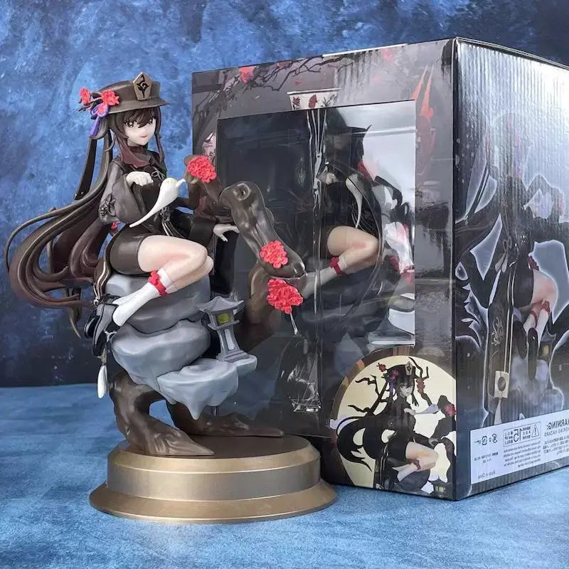 23 см Genshin Impact Аниме Фигурки Ху Тао PVC Модел Сладко Момиче Седнало Фигурка Орнаменти Колекция Настолен Дисплей Подаръчна Играчка