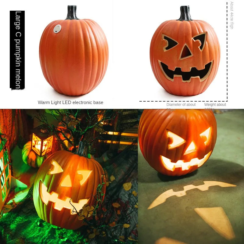 Halloween pumpkin lantern hollow out LED light emitting funny indoor and outdoor decoration props 3pcs set