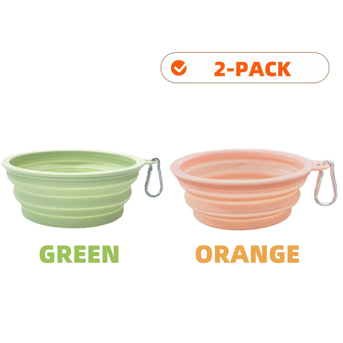 2er-Pack faltbare Silikon-Futter- und Wassernäpfe für Hunde, ideal für Outdoor-Camping und Reisen, mit Karabinerhaken